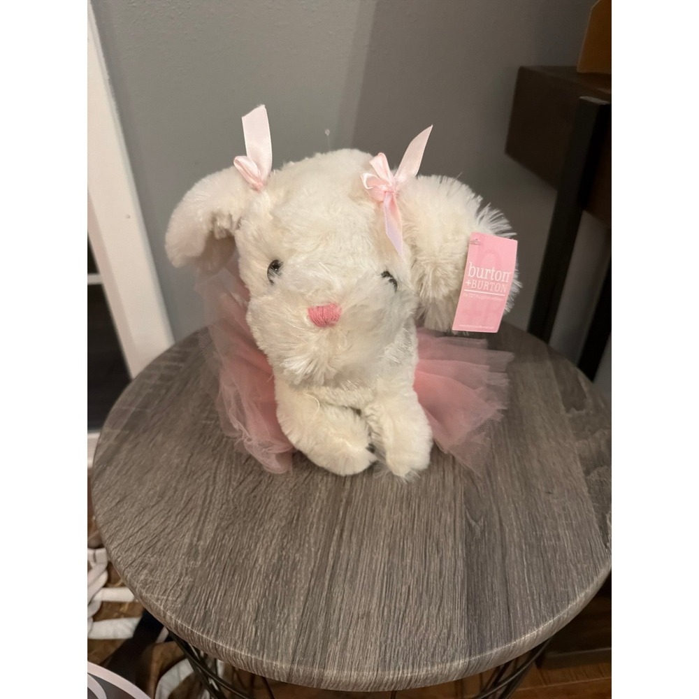 Burton and Burton White Puppy with Pink Tutu 9.5" Plush NEW